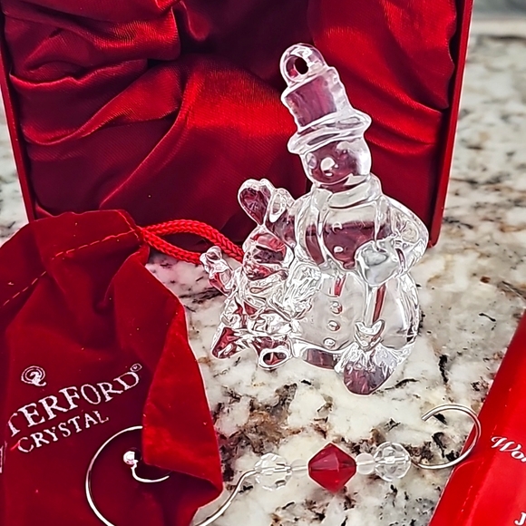 Waterford 2007 Snowman Ornament Lead Crystal NIB